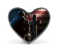 Soldier Cross U.S. Flag Heart Shaped Pin Brooches Metal Badge | Decorate Pin Button Badge,for Backpacks Hat Shirts