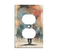 Soldier Duplex Outlet Covers Wall Plate, Historical Artistic Fireworks Smoke Celebration Blue Plastic Standard Size Decorative Receptacle Outlet Covers for Bedroom Bathroom Kitchen Entrance Decor