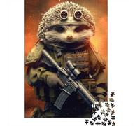 Soldier Hedgehog Jigsaw Puzzle for Adults, 1000 Pieces, 52x38cm/1000pcs, New Year Hobby, Screen-Free Leisure And Winter Weekends