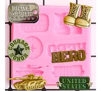 Soldier Hero Army Tank Silicone Mold DIY Gum Paste Jelly Shots Crystal Desserts Soap Mould Cupcake Cake Topper Decoration Chocolate Handmade Ice Cream Candy Fondant Mold Ice Cube Pudding