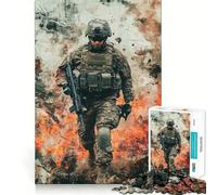 Soldier in Combat 1000 Pieces Jigsaw Puzzles for Adults Strengthen Memory Casual Fun Clean Edge Classic Gift (38x26cm)