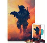 Soldier in Combat 1000 Pieces Jigsaw Puzzles for Adults Strengthen Memory Casual Fun Clean Edge Classic Gift (38x52cm)