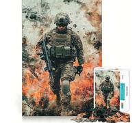 Soldier in Combat Jigsaw Puzzles for Adults1000 Piece Mind Skill Group Joy Quality Edge Art Collection Piece (50x75cm)