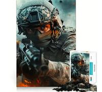 Soldier in Combat Jigsaw Puzzles for Adults1000 Pieces Memory Gain Stress Relief Design Assembly Memorable Gift (50x75cm)