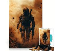 Soldier in Dust Cloud Hard Jigsaw Puzzle for Adults 1000 Pieces Mind Challenge Toy Gentle Leisure Precise Cut Memorable Gift (50x75cm)
