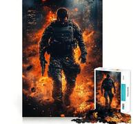 Soldier in Fire Jigsaw Puzzles 1000 Pieces for Teenagers Logic Game Warm Time Precise Cut Art Collection Piece (38x52cm)