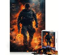 Soldier in Fire Jigsaw Puzzles for Teenagers 1000 Pieces Recall Boost Gentle Relax Smooth Cut Stylish Gift (38x26cm)