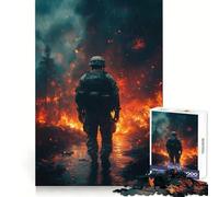 Soldier in Firestorm Hard Jigsaw Puzzle for Adults 1000 Pieces Mind Challenge Toy Gentle Leisure Precise Cut Memorable Gift (38x52cm)
