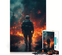 Soldier in Firestorm Jigsaw Puzzles for Adults 1000 Piece Logic Toy Stress Release Precision Cut Festival Gift (38x26cm)