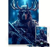 Soldier Moose Jigsaw 1000 Pieces for Teenagers Strengthen Memory Calm Relax Smooth Edge Amazing Present (38x26cm)