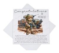 Soldier Passing Out Card, Teddy Bear Army Combat Tank Passing Out Parade Card with Poem Verse
