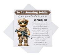 Soldier Passing Out Card, Uniform Bear Soldier Passing Out Parade Card for Him Her with Poem Verse TB2