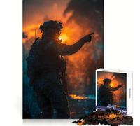 Soldier Pointing in Fiery Battlefield Jigsaw Puzzles 1000 Pieces for Teenagers Raise Memory Easy Leisure Clean Edge Xmas Surprise (50x75cm)