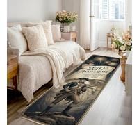 Soldier Runner Rug, Historical Celebratory Fireworks Scroll Anniversary Navy Low Pile Sponge Soft Rectangle Carpet Stain Resistant for Kitchen Entryway Laundry Room Bedside Decor 2x8 Ft