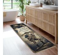 Soldier Runner Rug, Historical Celebratory Fireworks Scroll Anniversary Navy Non-Slip Rectangle Floor Carpets Edge Binding for Kitchen Entryway Bedside Doorway Hallway Decor 2x6 Ft