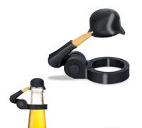Soldier Salute Beer Bottle Helmet, Reusable Greeting Beer Bottle Helmet, Funny Decorative Beer Bottle Cap, Drinking Accessory, Bar Gift and Beer Lover Present (Black)