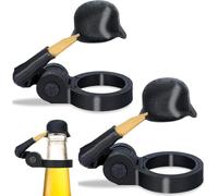 Soldier Salute Beer Bottle Helmet, Reusable Greeting Beer Bottle Stopper, Funny Decorative Beer Bottle Caps, Novelty Drinking Accessories for Bar Gift and Beer Lover Present (Black,2PACK)