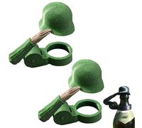 Soldier Salute Beer Bottle Helmet, Reusable Soldier Salute Beer Bottle Stopper, Novelty Bottle Cap Cover for Beer and Wine Bottles, Funny Bar Accessory Gift for Men, Parties and BBQs, 2PCS Green