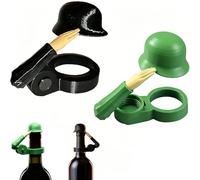 Soldier Salute Beer Bottle Helmets with Bug-Proof Cover,Black x1 + Green x1