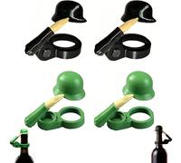 Soldier Salute Beer Bottle Helmets with Bug-Proof Cover,Black x2 + Green x2