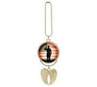 Soldier Saluting America Flag Car Hanging Ornament Rear View Mirror Pendant Lucky Presents Hanging Ornament Funny Car Pendant for Office Auto Home Decoration Golden-style