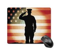 Soldier Saluting America Flag Square Mouse Pad Portable Computer Mousepad with Non-Slip Rubber Base 18 * 22cm Ultra-Thin Gaming Mouse Mat for Computer Laptop Office Desk Accessories