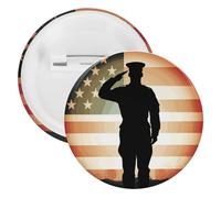 Soldier Saluting America Flag Tinplate Badge Personalized Round Brooch Large Craft Button Suitable for Teachers, Nurses, Doctors, Staff, Party Gift Accessories, 20pcs, Plastic, plastics