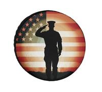 Soldier Saluting America Flag Tire Covers Waterproof Anti UV Tire Cover 24inch Single Axle Wheel Covers for RV Truck SUV Trailer Universal for All Seasons