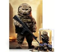 Soldier Scottish Fold Cat 1000 Piece Jigsaws for Teenagers Puzzle Boost Memory Quiet Calm Premium Cut Heartfelt Gift (38x26cm)