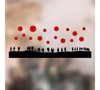 Soldier Silhouette Remembrance Window Sticker - Large 1.2m Border - Remembrance Day Window Display