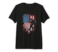 Soldier Silhouette with American Flag Background Premium T-Shirt