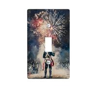 Soldier Single Light Switch Cover Plate, Patriotic Historical Fireworks Crowd Independence Day Blue Plastic Standard Size Switch Plate Decorative for Living Room Bedroom Home Office Decor (Single)