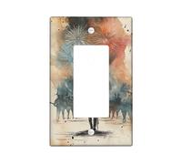 Soldier Single Rocker Light Switch Cover, Historical Artistic Fireworks Smoke Celebration Blue Plastic Standard Size Decorative Wall Plates for Bedroom Bathroom Kitchen Entrance Decor