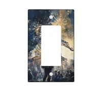 Soldier Single Rocker Light Switch Cover, Patriotic Historic Fireworks Flags Independence Day Blue Plastic Standard Size Switch Plate Decorative for Home Living Room Bedroom Bathroom Decor