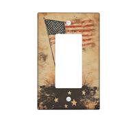 Soldier Single Rocker Light Switch Cover, Vintage Patriotic Flag Stars Independence Day Red Plastic Standard Size Decorative Wall Plates for New Apartment Home Bedroom Office Decor