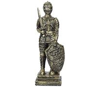Soldier Statue Resin European Medieval Knight Armor Sculpture Solemn Hand Polish Portable Table Decoration Vivid Indoor Desktop Ornament Landscape decoration(Gold)