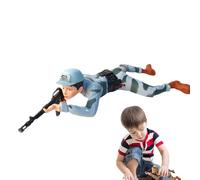 Soldier Toy For Kids,Electric Soldier Figurine Model Sound And Light Movable Joint Crawling Soldier Toy Decor For Boys At Home