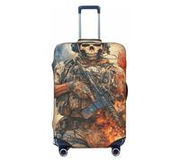 Soldier with A Skull Mask Elastic Travel Luggage Covers Dustproof Scratch-Resistant Suitcase Protector Fit 22-24 Inch