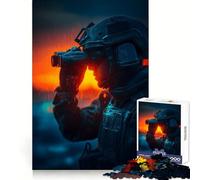 Soldier with Binoculars at Sunset 1000 Piece Jigsaw Puzzles for Adults Teenagers Solid Logic Toy Quiet Fun Precision Cut Santa Wish Pick (38x26cm)