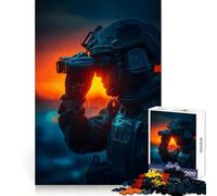 Soldier with Binoculars at Sunset Jigsaw Puzzles for Adults1000 Pieces Smart Game Quiet Calm Pattern Assembly Amazing Present (50x75cm)