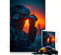 Soldier with Binoculars at Sunset Jigsaw Puzzles for Teenagers 1000 Pieces Recall Boost Gentle Relax Smooth Cut Stylish Gift (50x75cm)