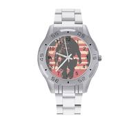 Soldier with U.S.A Flag Business Stainless Watch Fashion Designer Wristwatch Easy Reader Analog Watches Gifts for Men