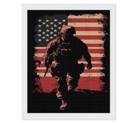 Soldier with U.S.A Flag Diamond Art Painting Kits for Adults Beginner DIY Square Rhinestones 5D Picture Shining Full Drill Paintings Home Decor Gifts