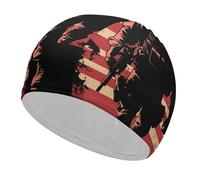 Soldier with U.S.A Flag Elastic Swimming Cap Unisex Waterproof Bath Caps Lightweight Swim Hat Gifts for Swimmers