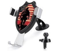 Soldier with U.S.A Flag Funny Car Phone Holder Automatic Clamp Smartphone Mount for 4.0''-6.0'' Smartphones