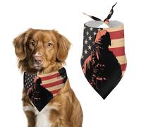Soldier with U.S.A Flag Funny Dog Bandanas Adjustable Pet Neckerchief Summer Triangle Scarf for Small Medium Large Pets