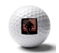 Soldier with U.S.A Flag Funny Printed Golf Ball Personalized Practice Balls Cool Accessories Gifts for Golfers Dads Men Women