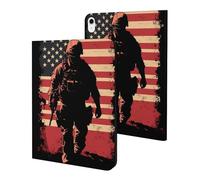 Soldier with U.S.A Flag Funny Tablet Cases Multi-Viewing Angels Trifold Stand Case Compatible with iPad Series