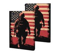 Soldier with U.S.A Flag Funny Tablet Cases Multi-Viewing Angels Trifold Stand Case Compatible with iPad Series