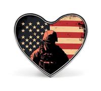 Soldier with U.S.A Flag Heart Metal Badges Decorative Brooches Fashionable Lapel Pin for Hat Backpack Clothing